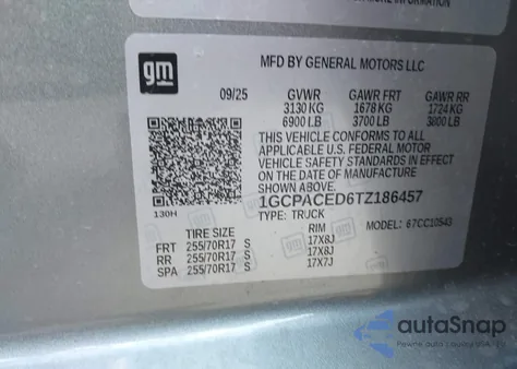 2026 Chevrolet Silverado 1500 2Wd Short Bed Lt z USA, uszkodzony, nr VIN 1GCPACED6TZ186457